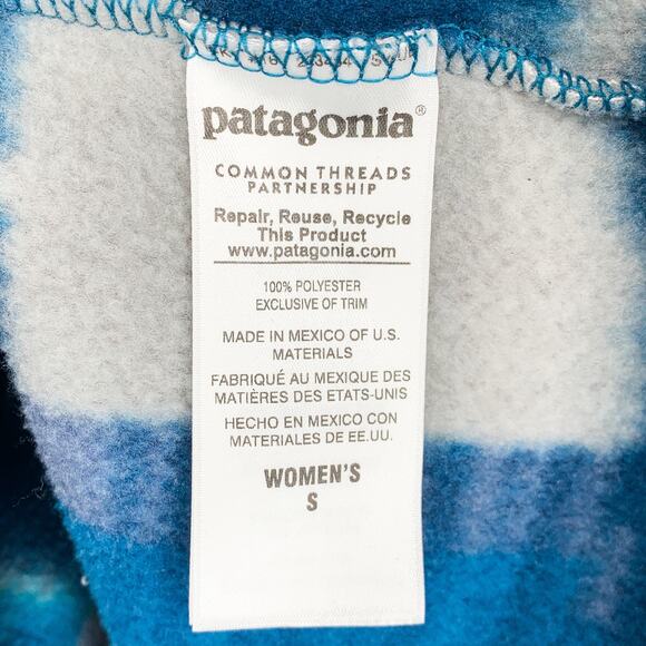 Rare Patagonia Stitchwork Underwater Blue Synchilla Snap-T Fleece Pullover - Picture 11 of 12